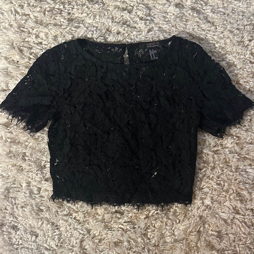 Sheer Black Lace Crop Top